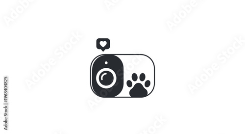 Camera with heart and paw.