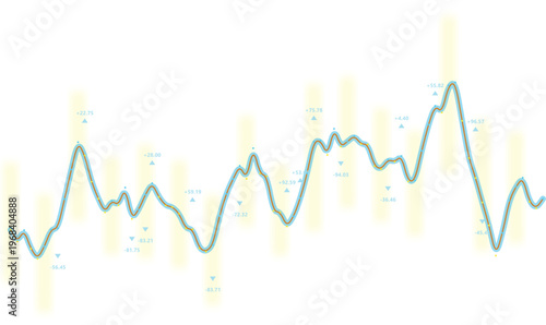 Dynamic data visualization line graph, fluctuating financial market chart, business analytics vector illustration, economic trend diagram for reports and presentations