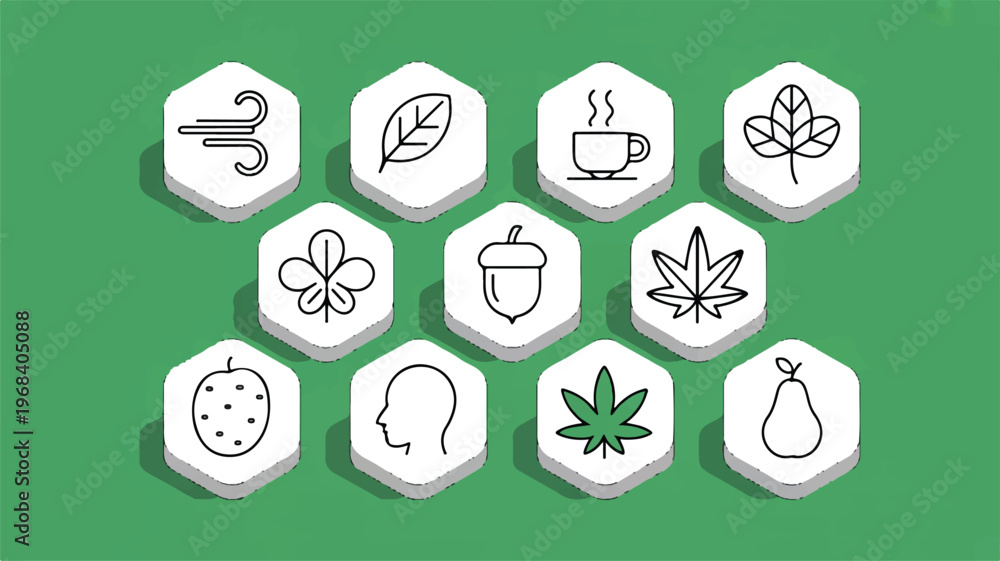 Fototapeta premium Collection of various icons on green background for web design and infographics