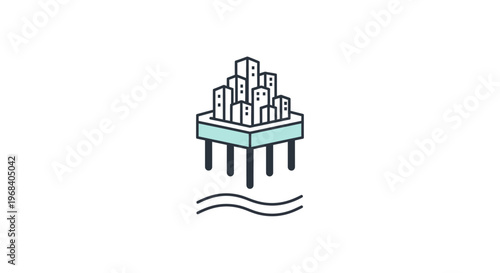 City on stilts over water.