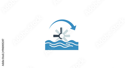 Clock in water with snowflake.