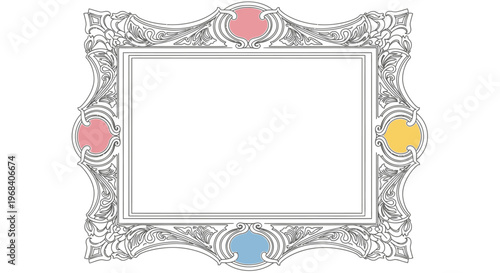 Ornate Picture Frame with Colorful Jewels.