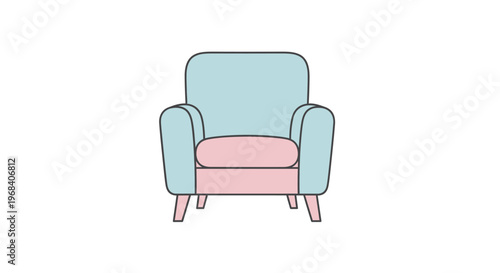 Colorful armchair with pink cushion.