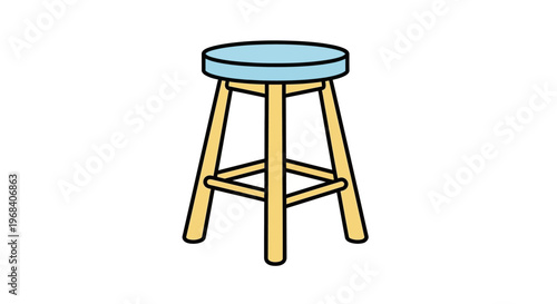 Wooden Stool with Four Legs.