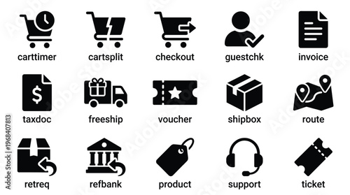 Collection of ecommerce icons for business and shopping concepts