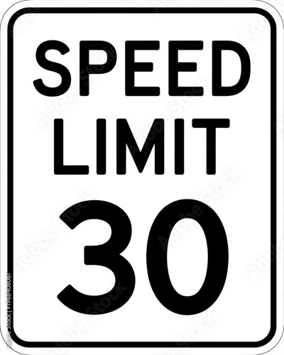 Speed limit thirty miles per hour road sign with black border