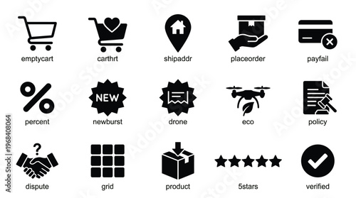 Collection of ecommerce icons for business and shopping concepts