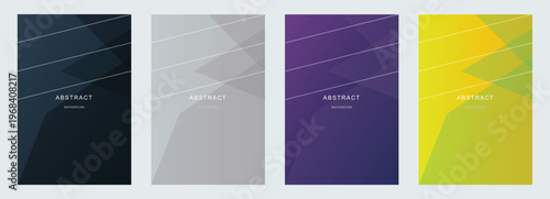 Set of abstract geometric backgrounds with dark gradients and sharp lines