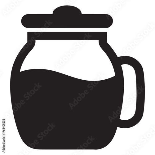 Black Icon of a Jug with a Handle Filled with Liquid