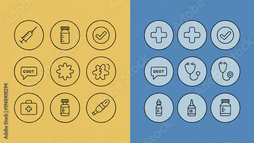 medical icons set with various health symbols and signs