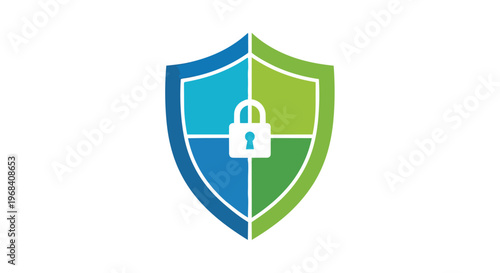 Shield emblem with a padlock signifies robust digital security and reliable protection against cyber threats and unauthorized access.