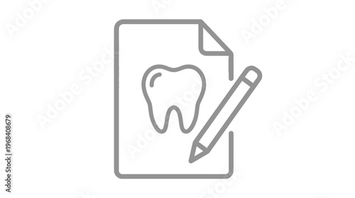 Dental document with tooth illustration and pencil for editing