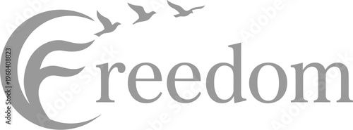 Vector graphic design featuring a stylized letter with birds flying out, symbolizing freedom and liberation in a minimalist illustration