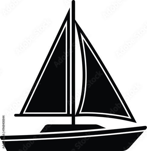 Fotografía Black sailboat vector graphic illustration with a white background sailing