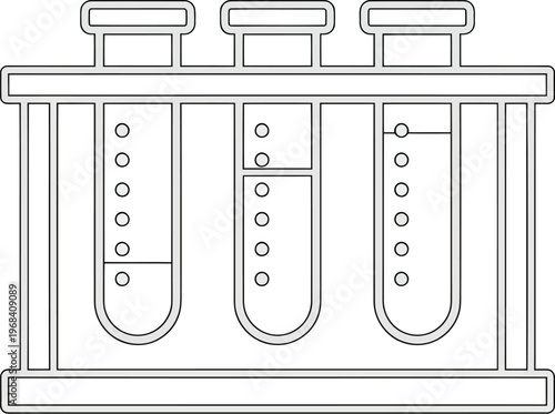 Laboratory test tube rack with three tubes for scientific experiments and research purposes in a medical or educational setting environment use