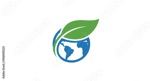 Earth Globe with Green Leaf.