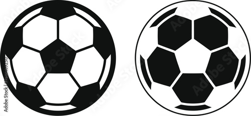 Vector soccer balls in black and white illustration design