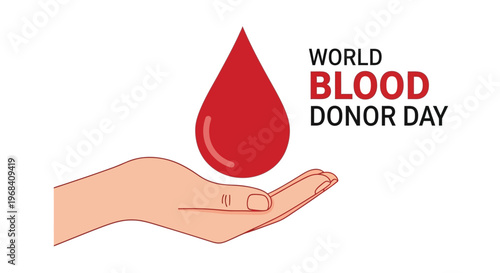 Hand Holding Red Blood Drop.