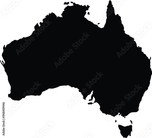 Black silhouette map of Australia continent