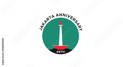 Jakarta Monas Tower Landmark Icon.