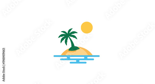 Palm Tree on Small Island.
