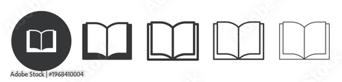 Simple Open Book thin line and solid icon. Multi series icon. Web minimal icon
