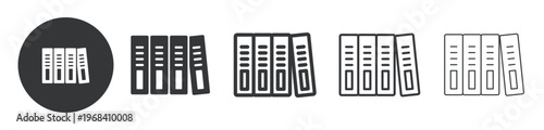 Row of Document Folders thin line and solid icon. Multi series icon. Web minimal icon