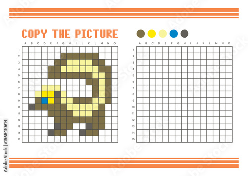 Copy the picture grid drawing worksheet for kids. Pixel art skunk