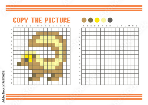 Copy the picture grid drawing worksheet for kids. Pixel art skunk