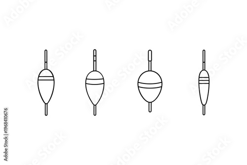 Collection of four different fishing bobber outlines on a white background