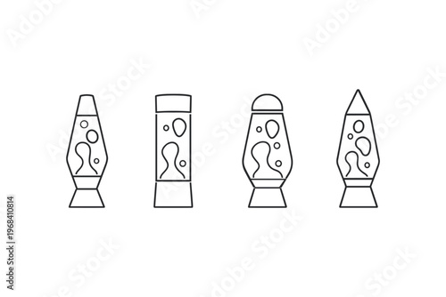 Collection of four distinct lava lamp outlines on a white background