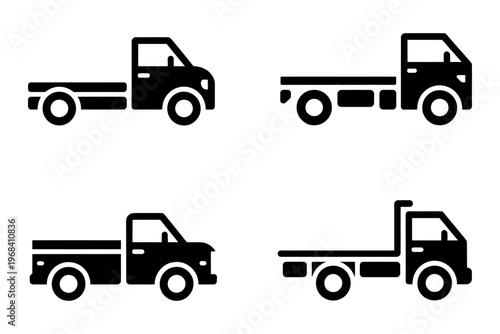 Four vectors of trucks with flatbeds
