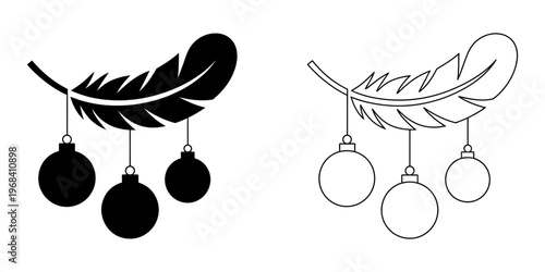 Vector of a feather with hanging ornaments in design