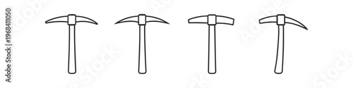 Collection of four different pickaxe tool icons on a white background