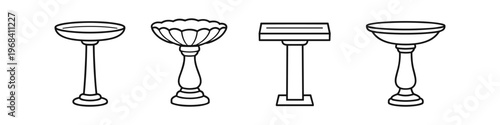 Collection of four distinct pedestal designs for garden features and fountains