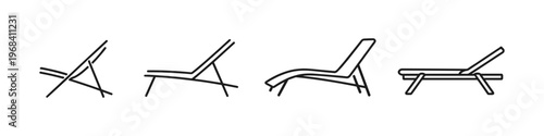 Collection of minimalist line art icons representing different styles of lounge chairs