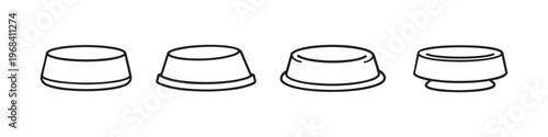 Set of four simple line art icons representing pet food bowls