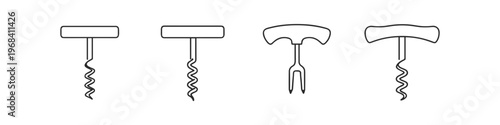 Collection of four different corkscrew designs in a simple line art style