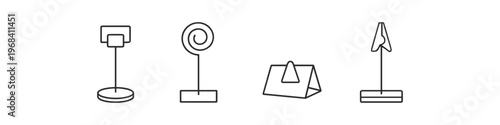Collection of four different minimalist icon-style card holders and stands