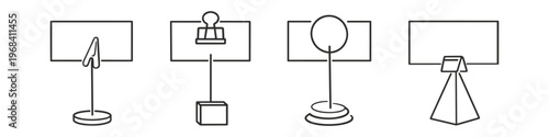 Collection of four minimalist line art icons for holding cards or notes