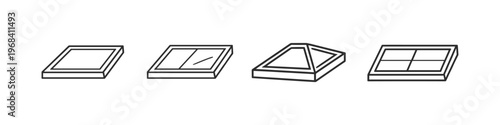 Collection of four different skylight designs in a simple line art style