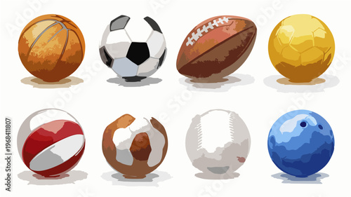 basketball soccer football baseball set icon vector