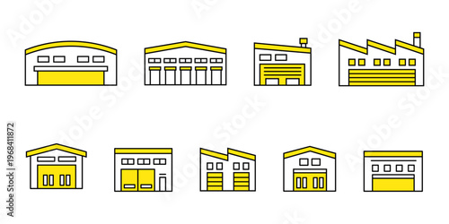 private house building vector illustration isolated on white background. Architecture business concept. Modern warehouse design for industrial storage solutions. University building icon.