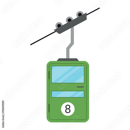 Gondola lift cabin icon design showcasing a simple vector graphic representation of a ski lift