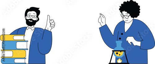 A professor and scientist collaborating in a creative and innovative way to advance knowledge and discovery together