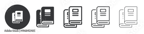 Book Collection thin line and solid icon. Multi series icon. Web minimal icon