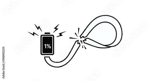 Low battery charging line spark error icon