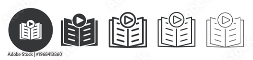 Learning Video thin line and solid icon. Multi series icon. Web minimal icon