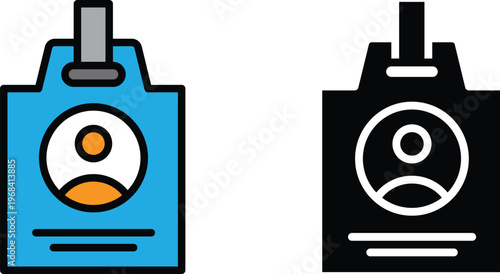 ID card press badge and name tag Icon set Identification and access symbols collection vector Illustration