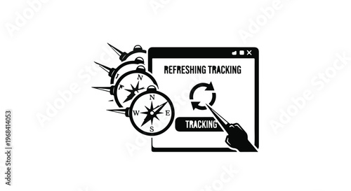 Refreshing website tracking concept with compass and cursor